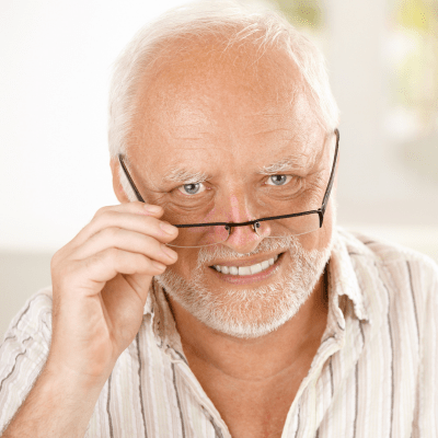 man wearing reading glasses in knoxville